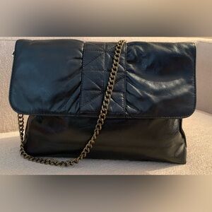 Black Leather Purse with removable chain strap.